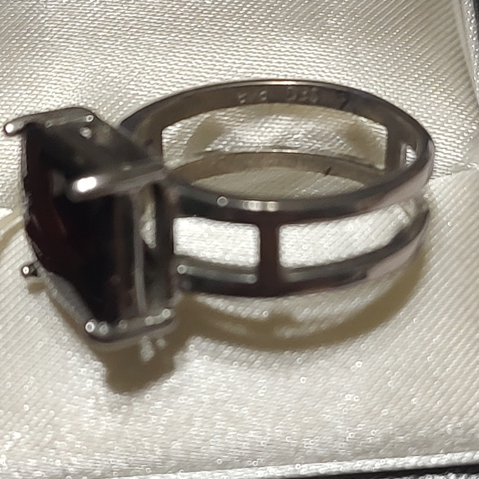Vintage Silver 925 Square Red Stone Prong Set Cocktail Ring, Size 8