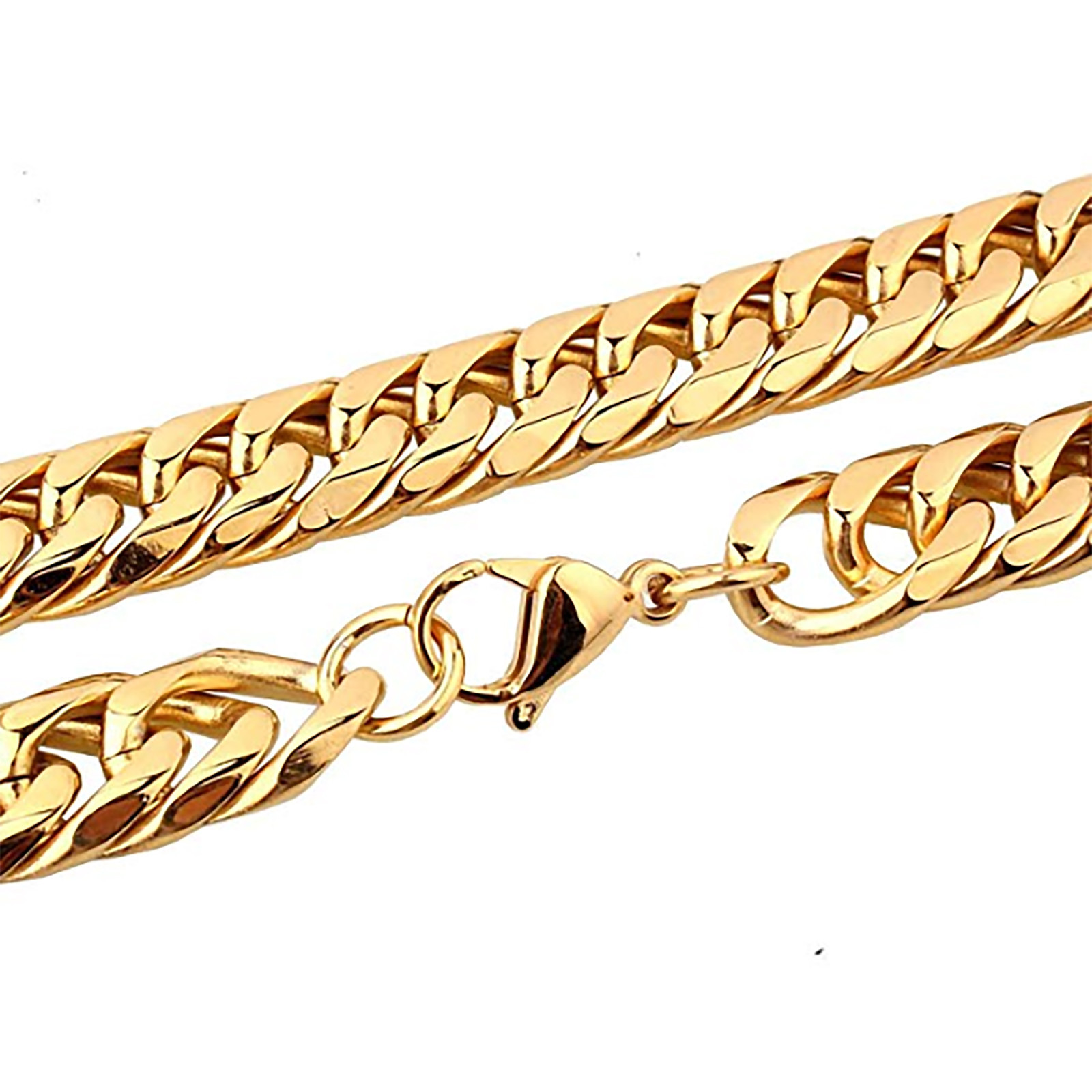 Real ITALIAN 18K GOLD FINISH Double Cuban Curb Chain Necklace