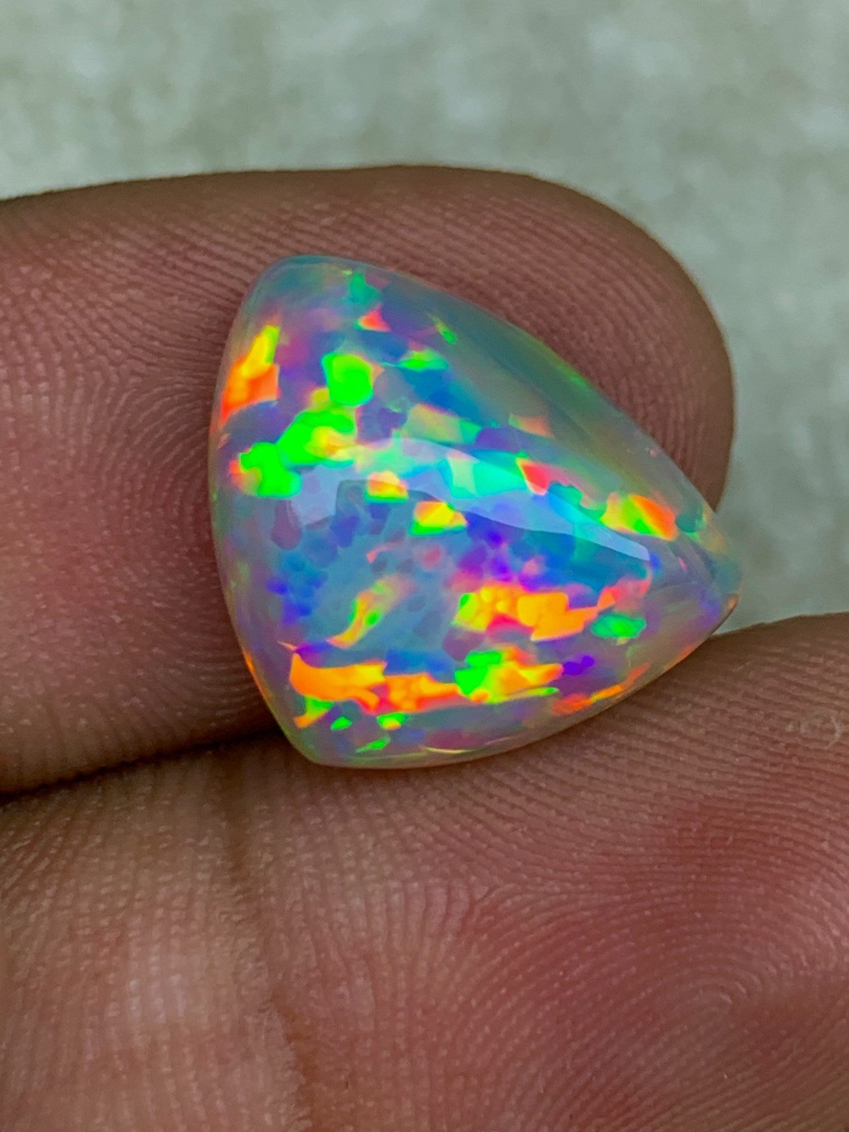 Natural Ethiopian Honeycomb Opal 4.90crt Trillion Cabochon Loose Welo Gemstone