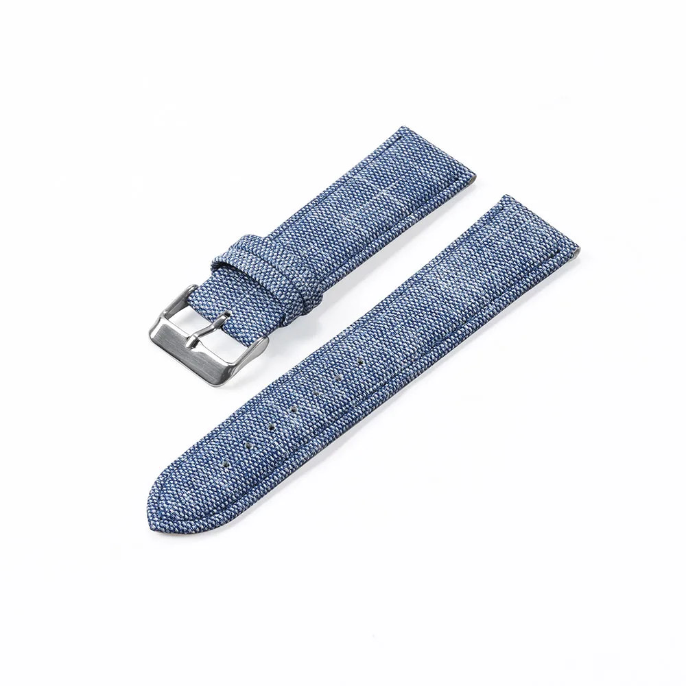 Vintage Denim Pattern Nylon Leather Watch Strap Band 12 14 16 18 20 22mm