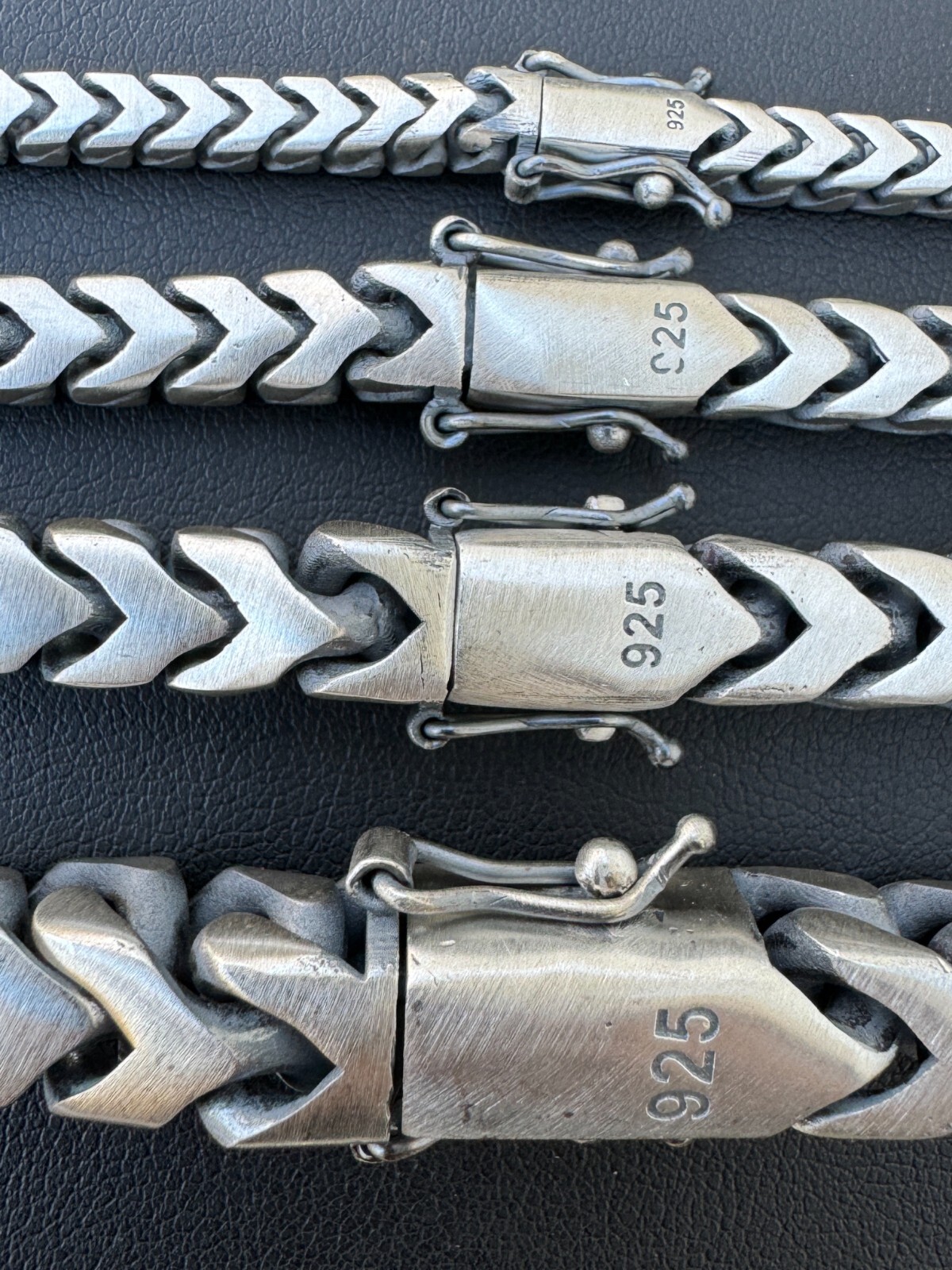 Franco Bracelet Black Oxidized Real 925 Sterling Silver Box Clasp 4-10mm Mens