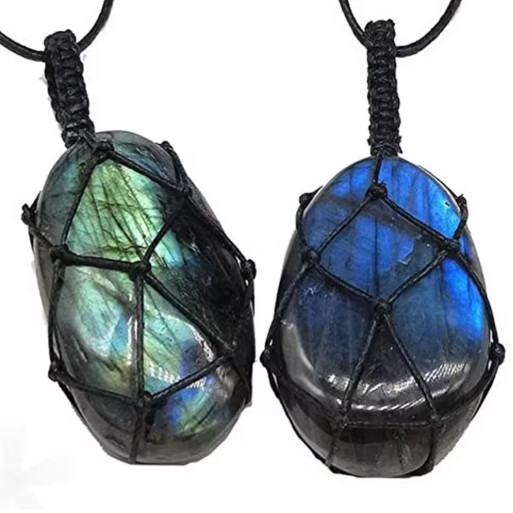 Natural Labradorite Dragon Heart Pendant Healing Amulet Protection Necklace