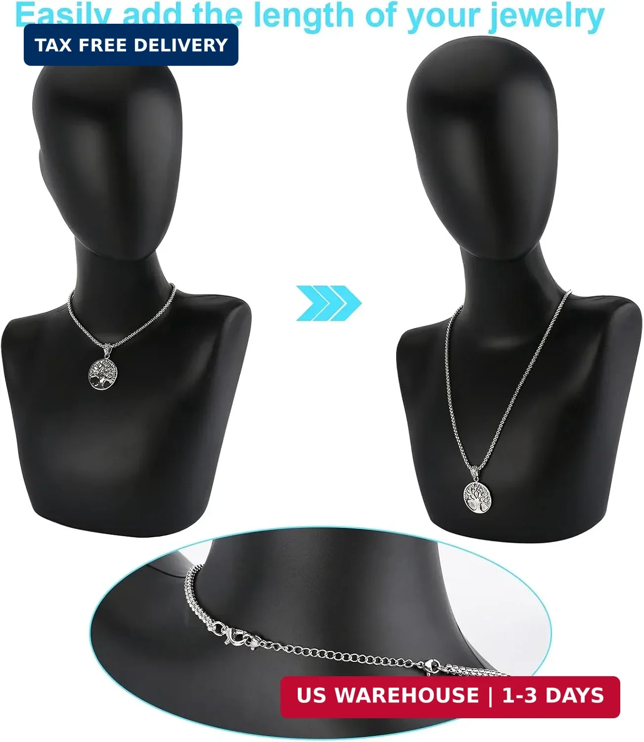 12 PCS Necklace Extenders – Stainless Steel Necklace Extension Chain for Jewelry