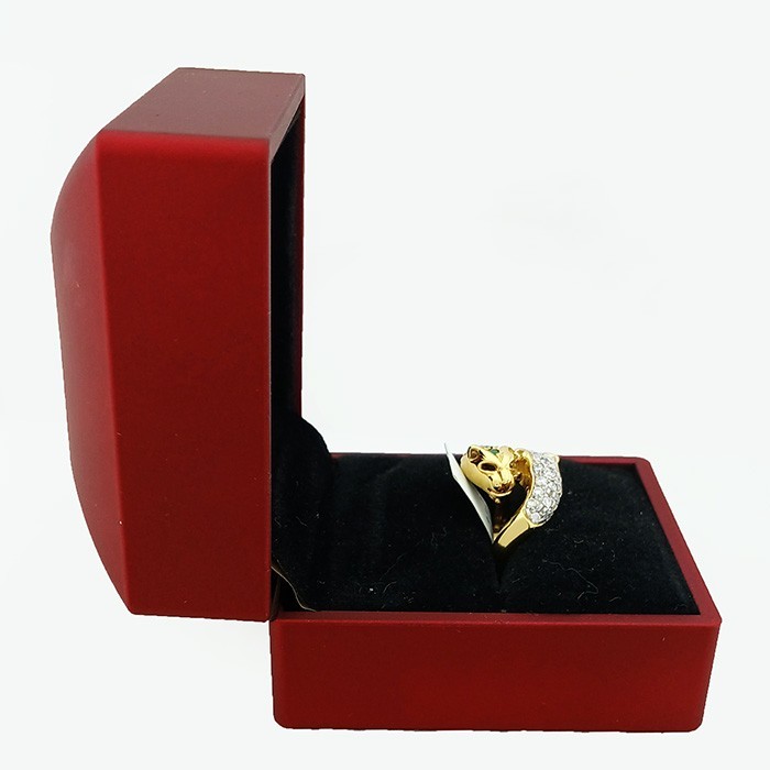 GENUINE 1.12 Cts EMERALDS & WHITE SAPPHIRE PANTER RING 18k GOLD – MADE IN USA