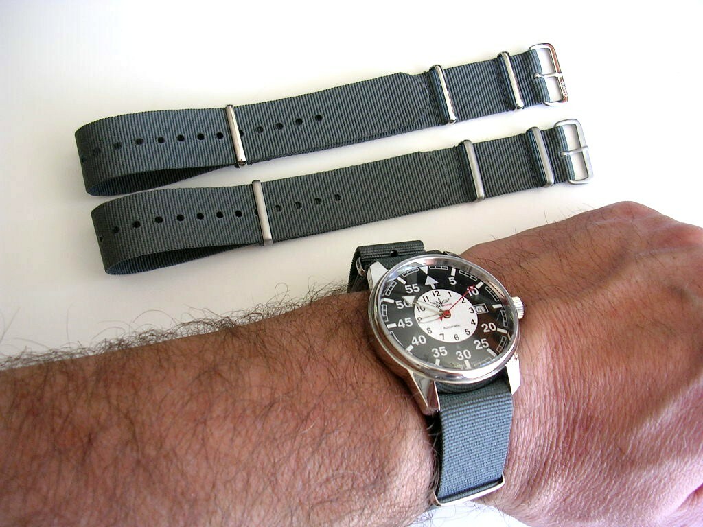 22mm Black NATO g10 Prem nylon watch band strap 2pak RAF Bond IW SUISSE 18 20 24