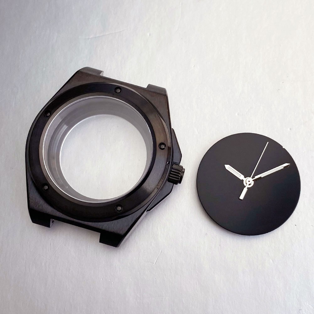 40mm Sapphire Glass Black PVD Watch Case Dial Hand Fit Engineer NH35 NH36 2824