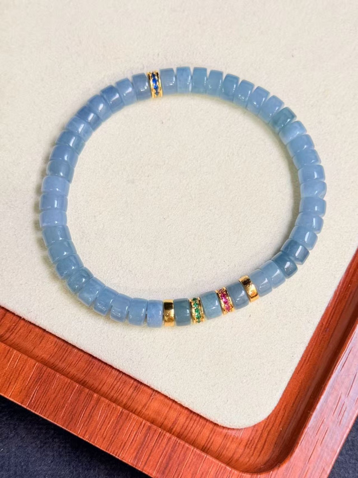 Beautiful Natural sky blue jadeite bracelet