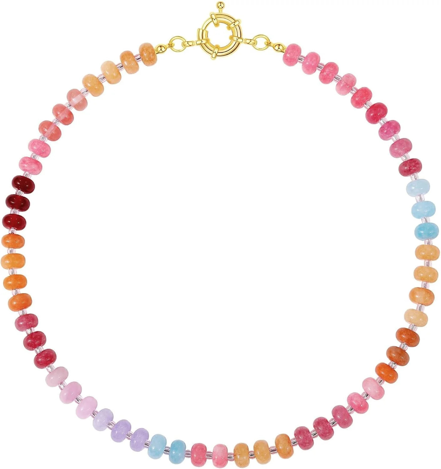KELORIS PATH Beaded Gemstone Necklaces for Women, Boho Colorful Bead Choker Neck