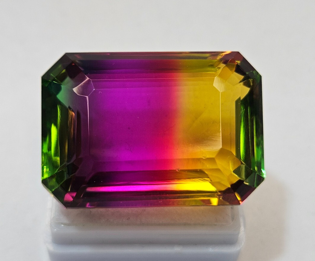 Bi-Colour Natural Tourmaline Emerald Cut 80+ Ct Loose Certified Quality Gemstone
