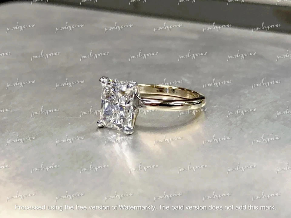 Radiant Lab-Created Diamond Women Wedding/Engagement Ring 14K Yellow Gold Plate