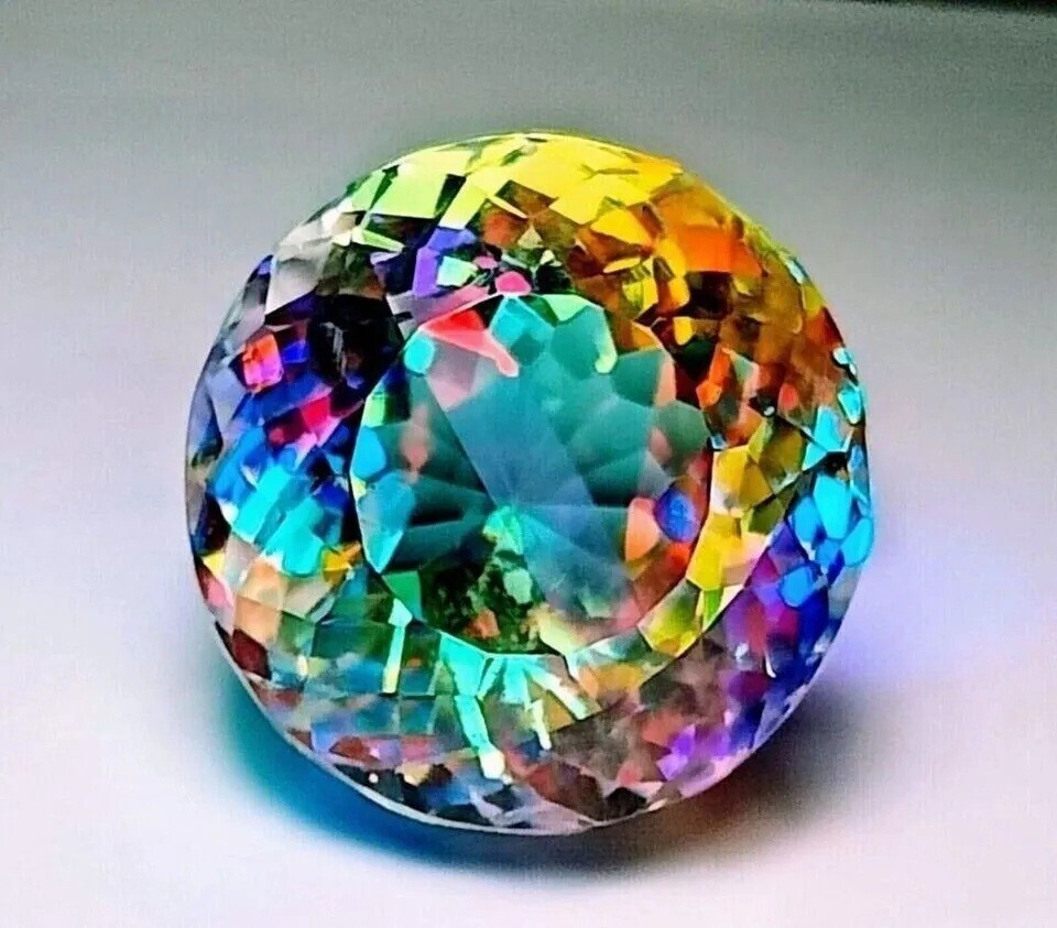 38.30+ CT Rainbow Color Round Cut Natural Mystic Topaz Certified Loose Gemstone