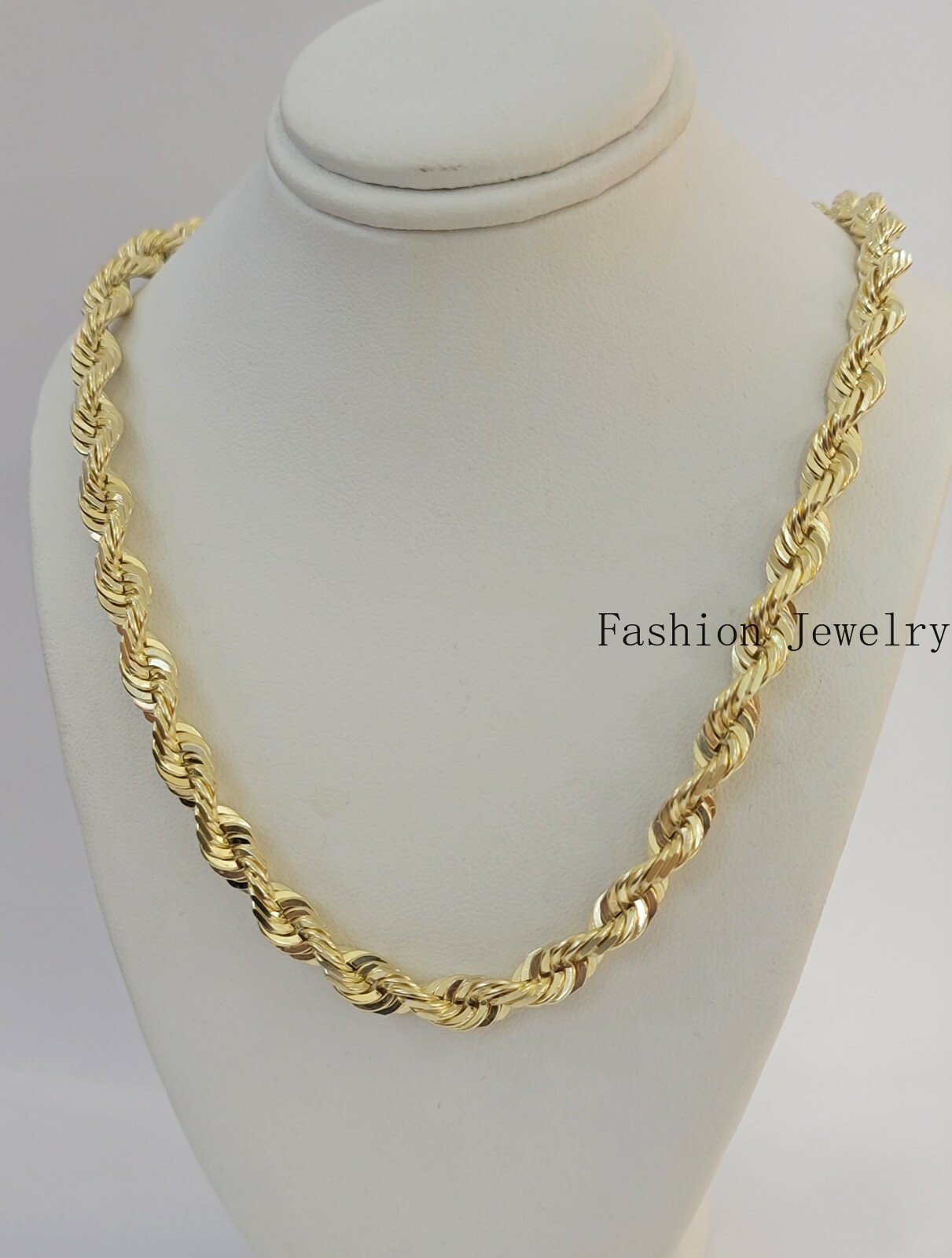 Real Solid 10k Gold Rope Chain Necklace 4mm-10mm Diamond Cut 18″-30″ For Pendant