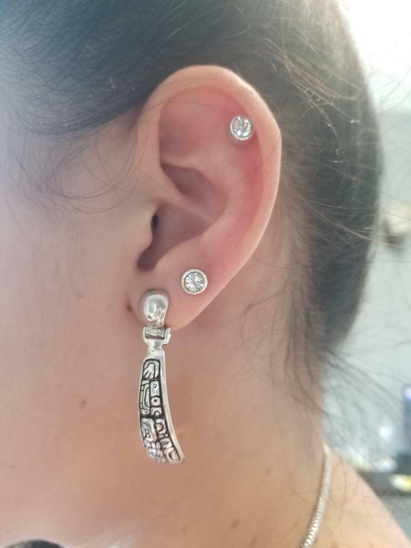 Earrings Magnetic with Double Side Steel Press Fit Cubic Zirconia Sold as a Pair