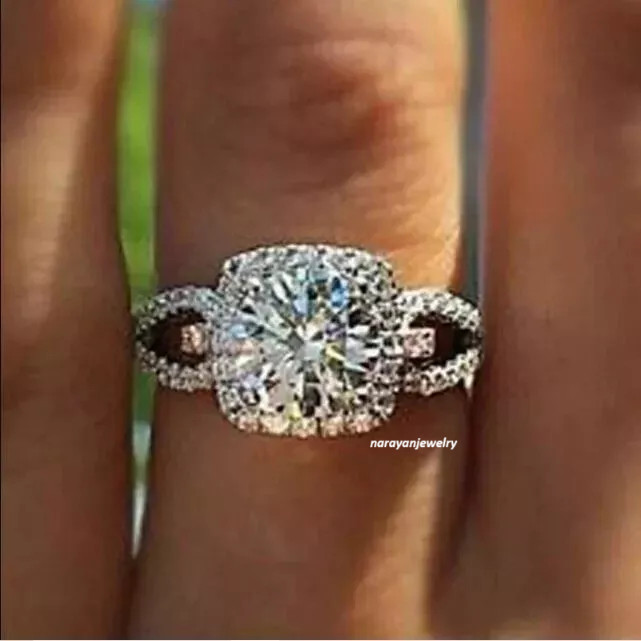 3.10Ct Round Cut Lab Created Diamond Women’s Anniversary 925 Silver Gift Ring