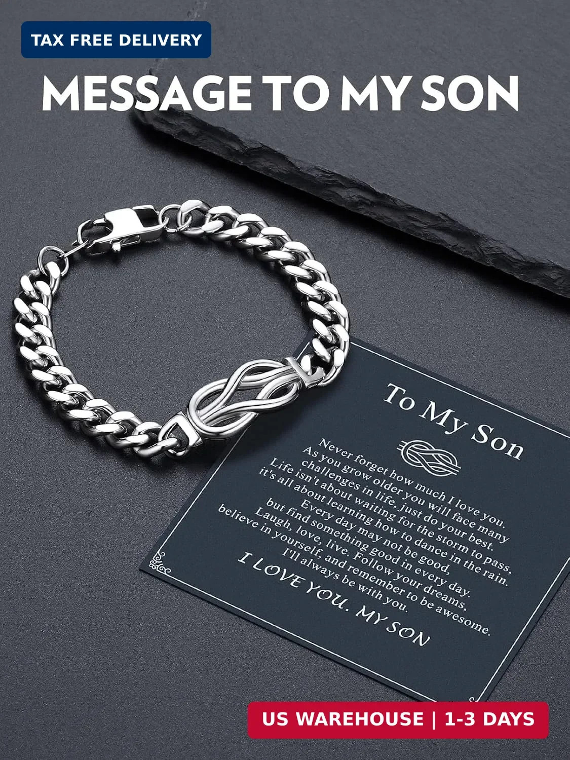 Inifinity Love Knot Cuban Link Chain Bracelets for Men Stainless Steel/B