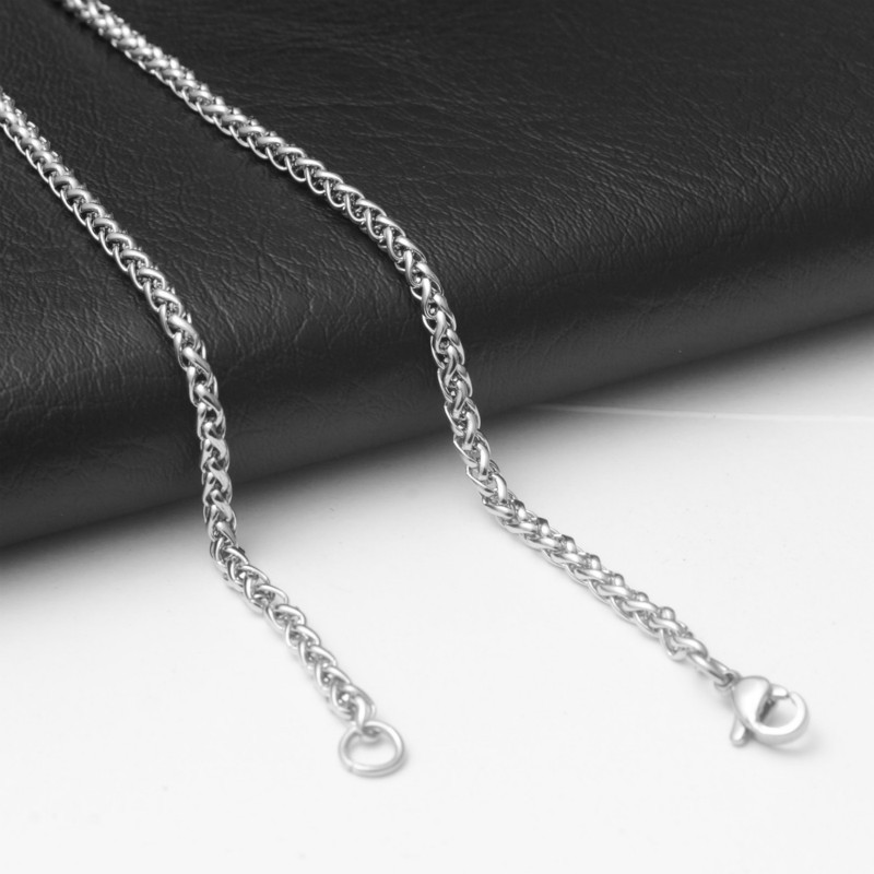 5pcs/lot 2.5/3/4/5/6mm Stainless Steel Wheat Braided Chain Necklace Mens Jewelry