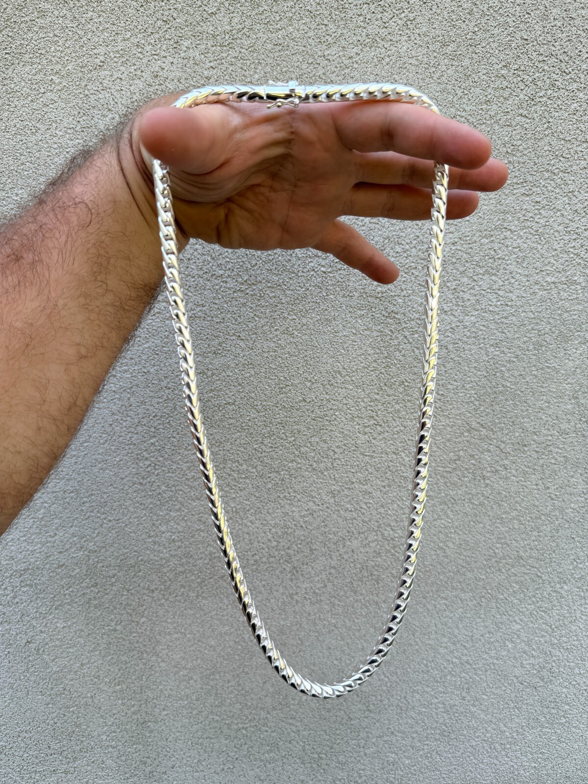 Real Solid 925 Silver Round Franco Chain 5-7mm Necklace Handmade W. Box Clasp