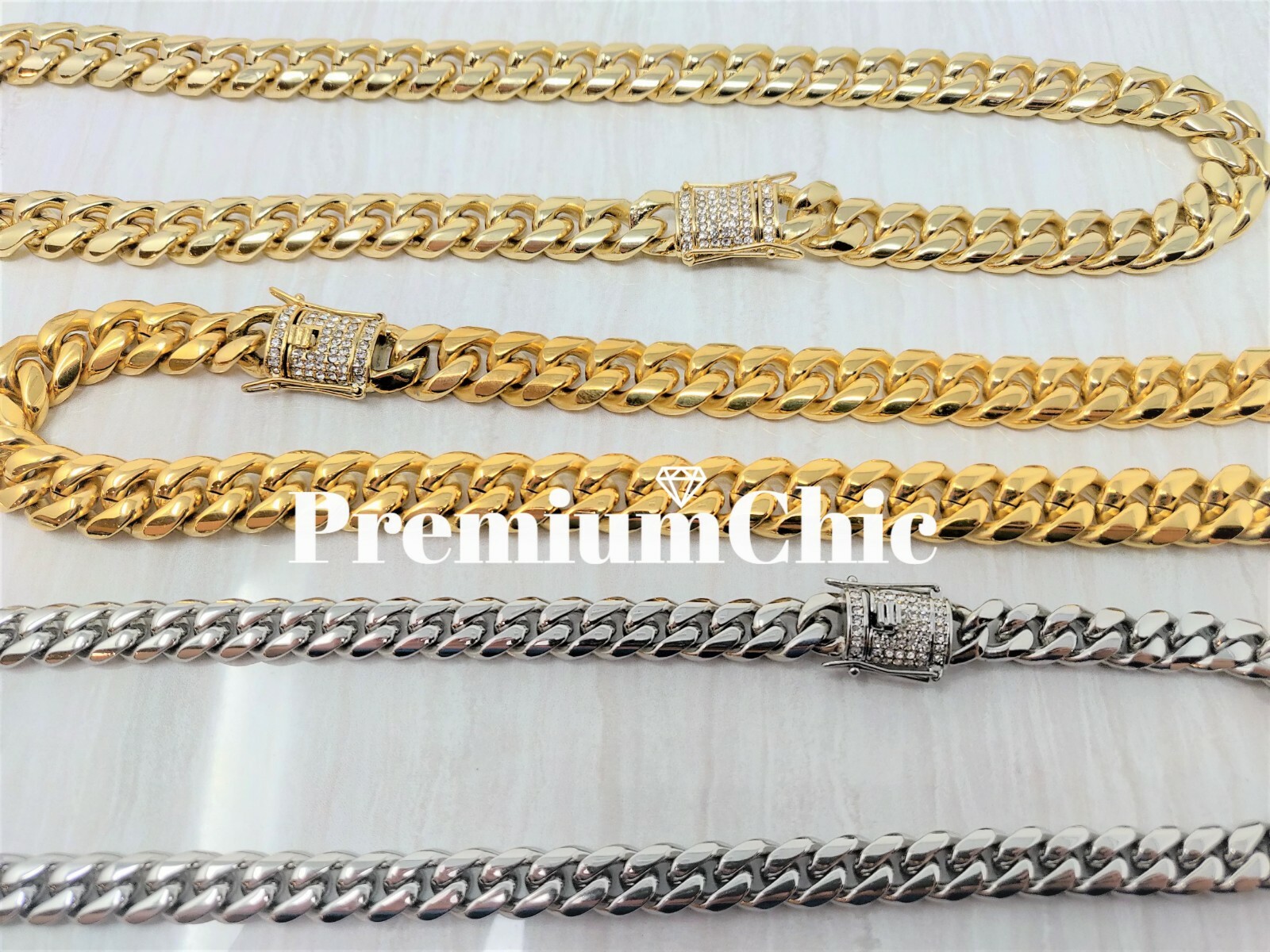 Mens Miami Cuban Link Chain HEAVY 14k 18K Gold Plated Stainless Steel Hip Hop
