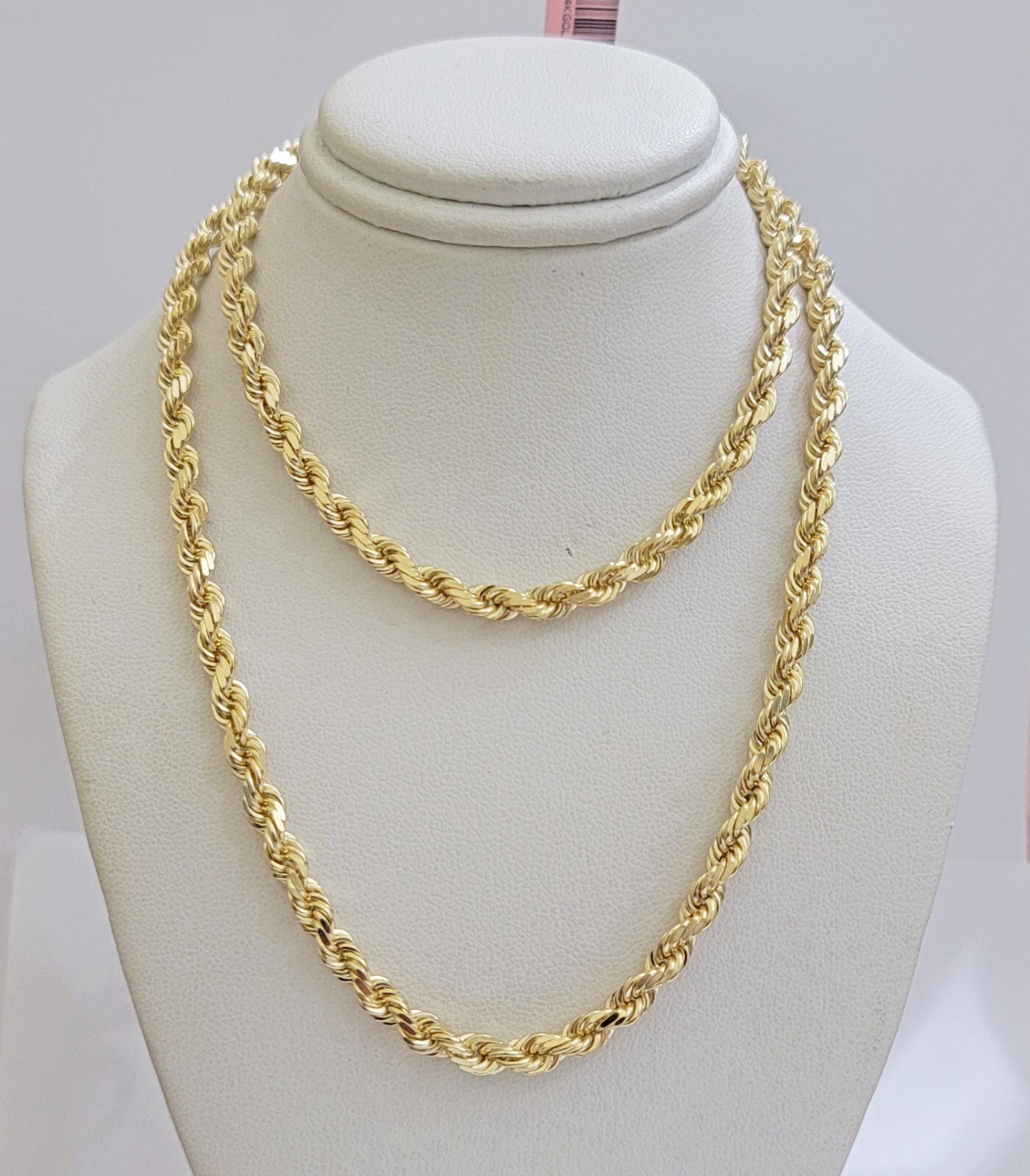 Real 14k Yellow Gold Rope Chain Necklace 5mm 18- 26 Inch Diamond Cut SOLID 14K