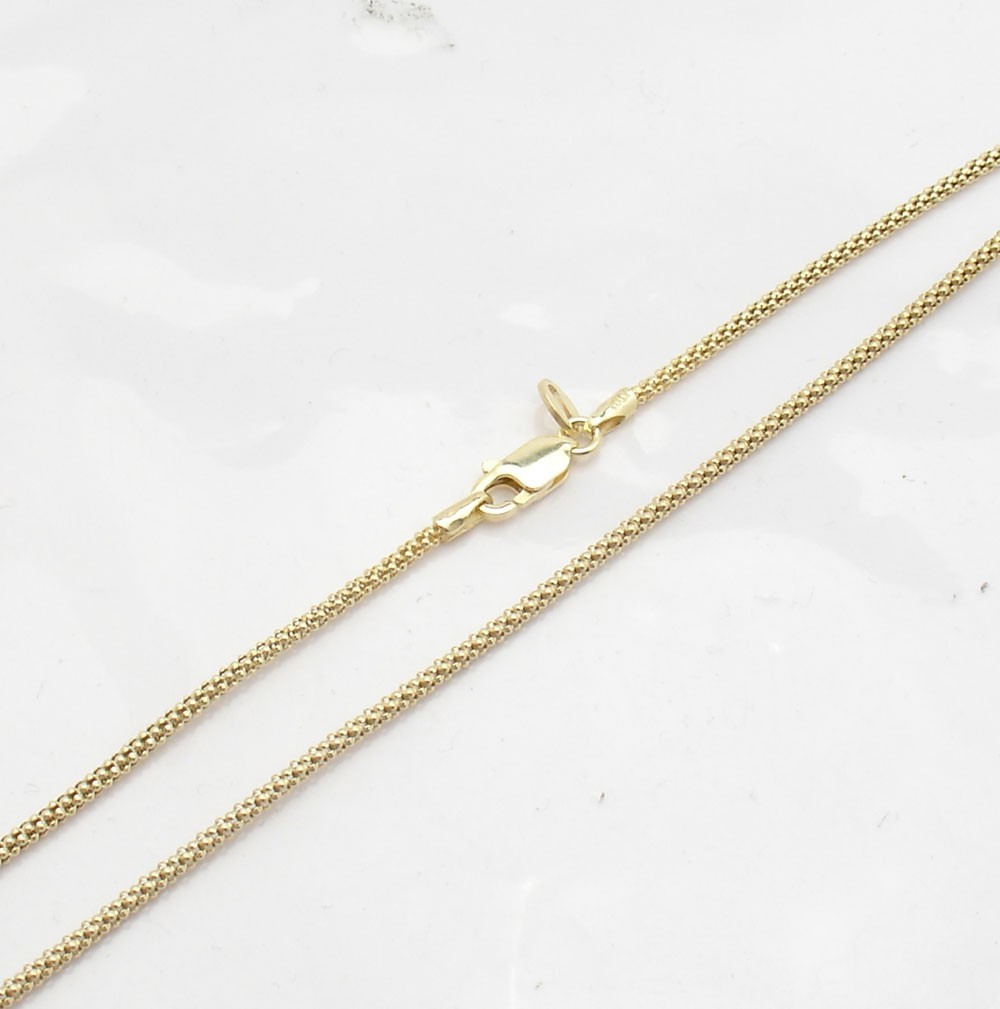 Technibond Popcorn Coreana Chain Necklace 14K Yellow Gold Plated 925 Silver