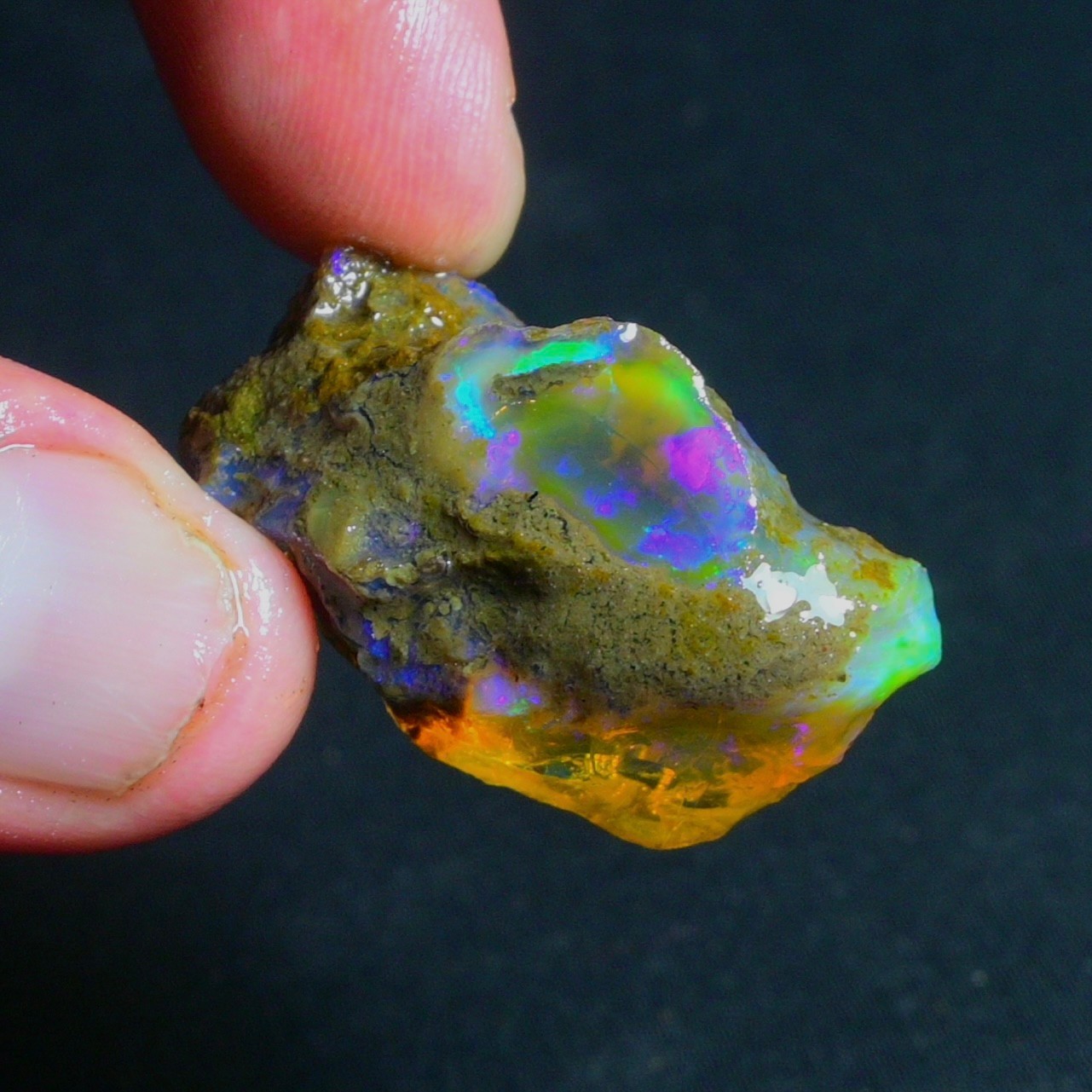 Stunning Multi Fire Natural Ethiopian Oil Opal Rough 51.00 Cts Raw Opal Specimen