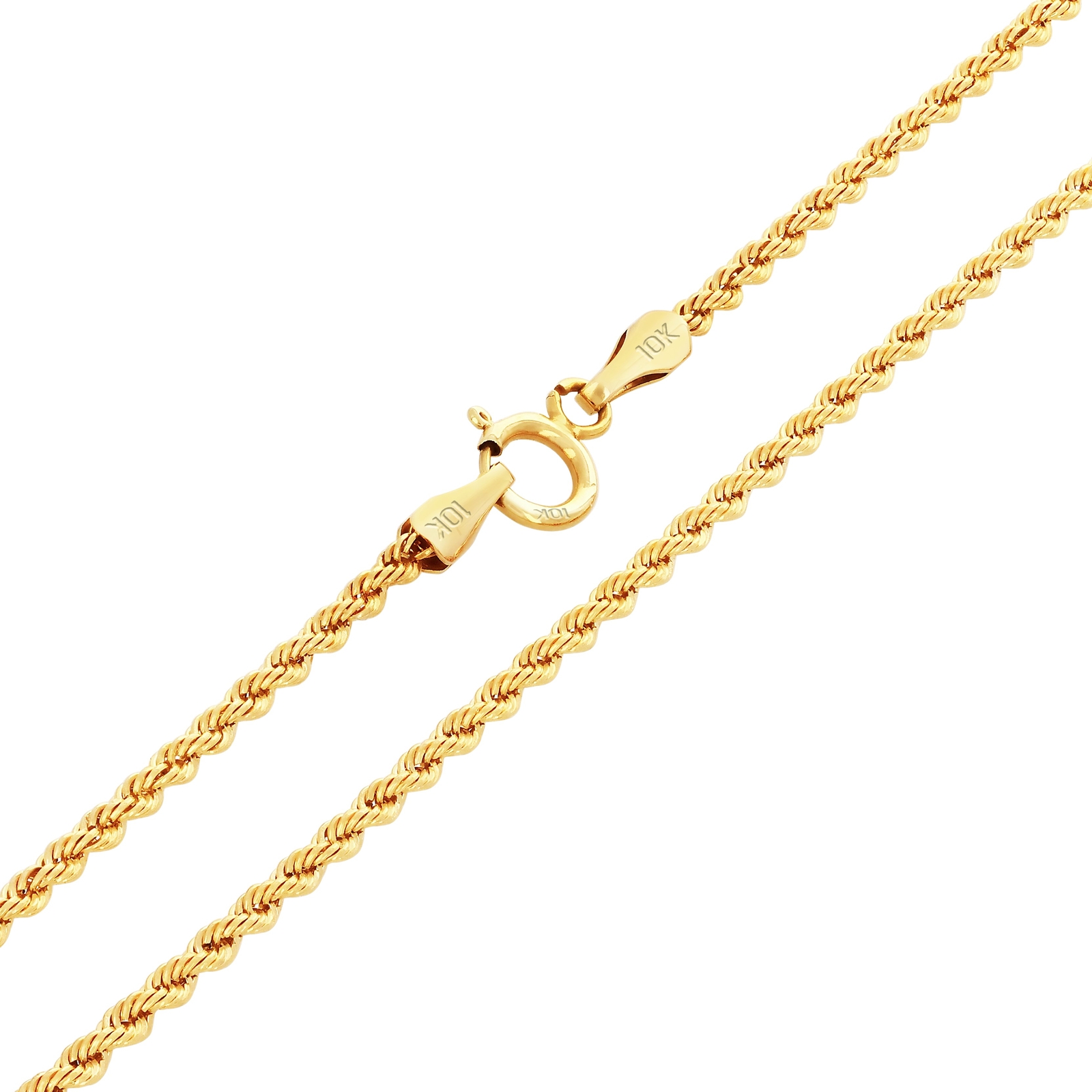 10K Yellow Gold 1.5mm-10mm Diamond Cut Rope Chain Necklace Mens Women 16″- 30″