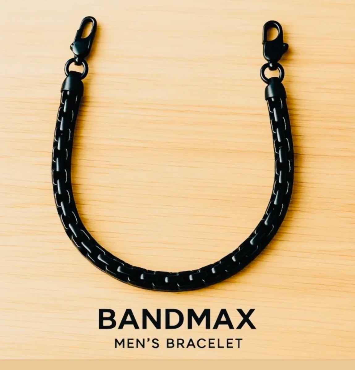 Bandmax Men’s Black Stainless Steel Chain Link Bracelet Lobster Clasp NWOT