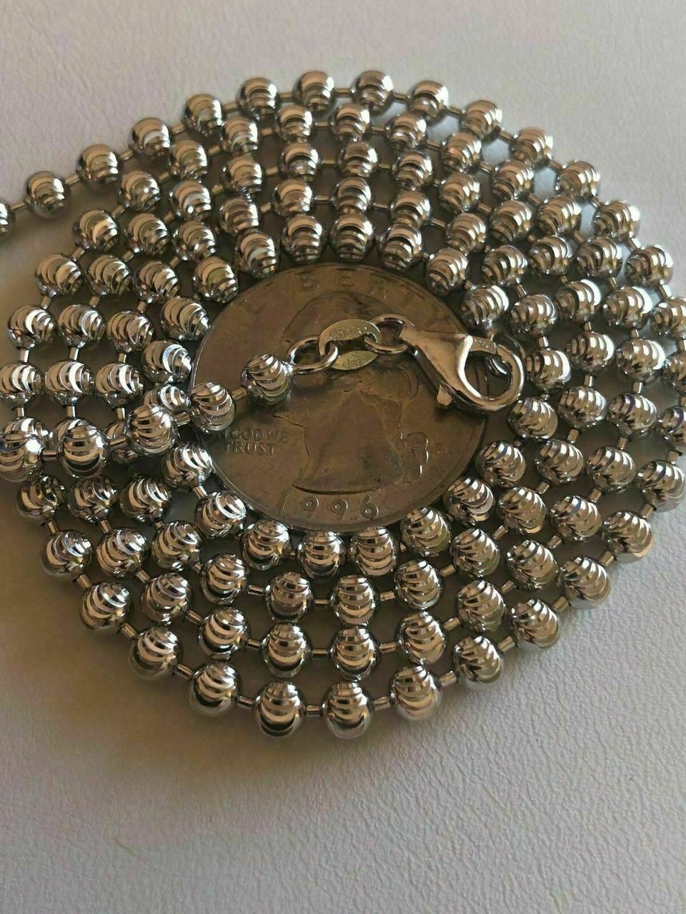 4mm Ball Moon Chain SOLID 925 Silver 14k Gold Plated Rhodium Diamond Cut ICY