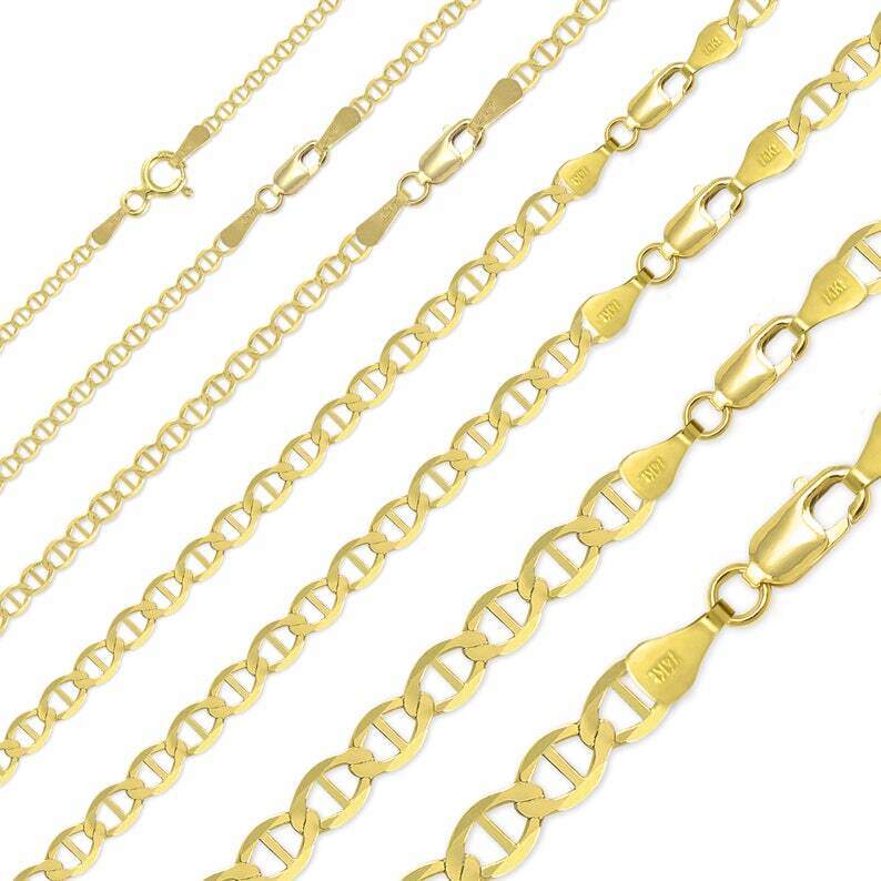 Solid 14K Yellow Gold Mariner Necklace Chain 1.4MM 16-24 Inches