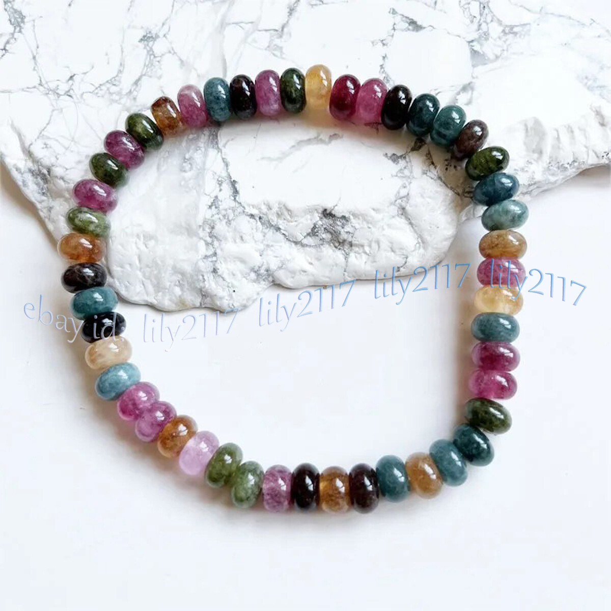 Natural Colorful Tourmaline Rondelle Gems Beads Necklace Bracelet Earrings Set