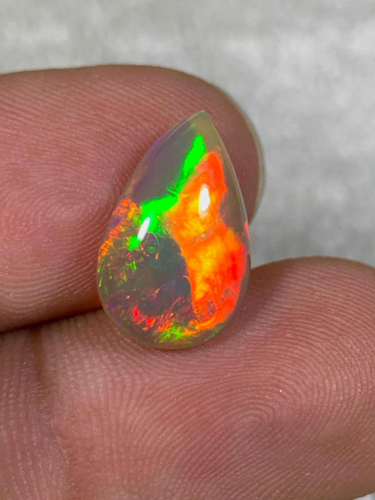 Shewa Chocolate Natural Ethiopian Dark Base Opal 3.5crt Multi-Fire Pear Cabochon