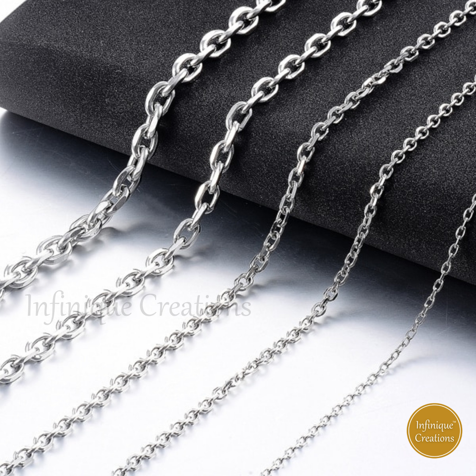 Stainless Steel Silver Cable Rolo Link Chain Necklace Men Women 1.5mm-8mm 7-38″