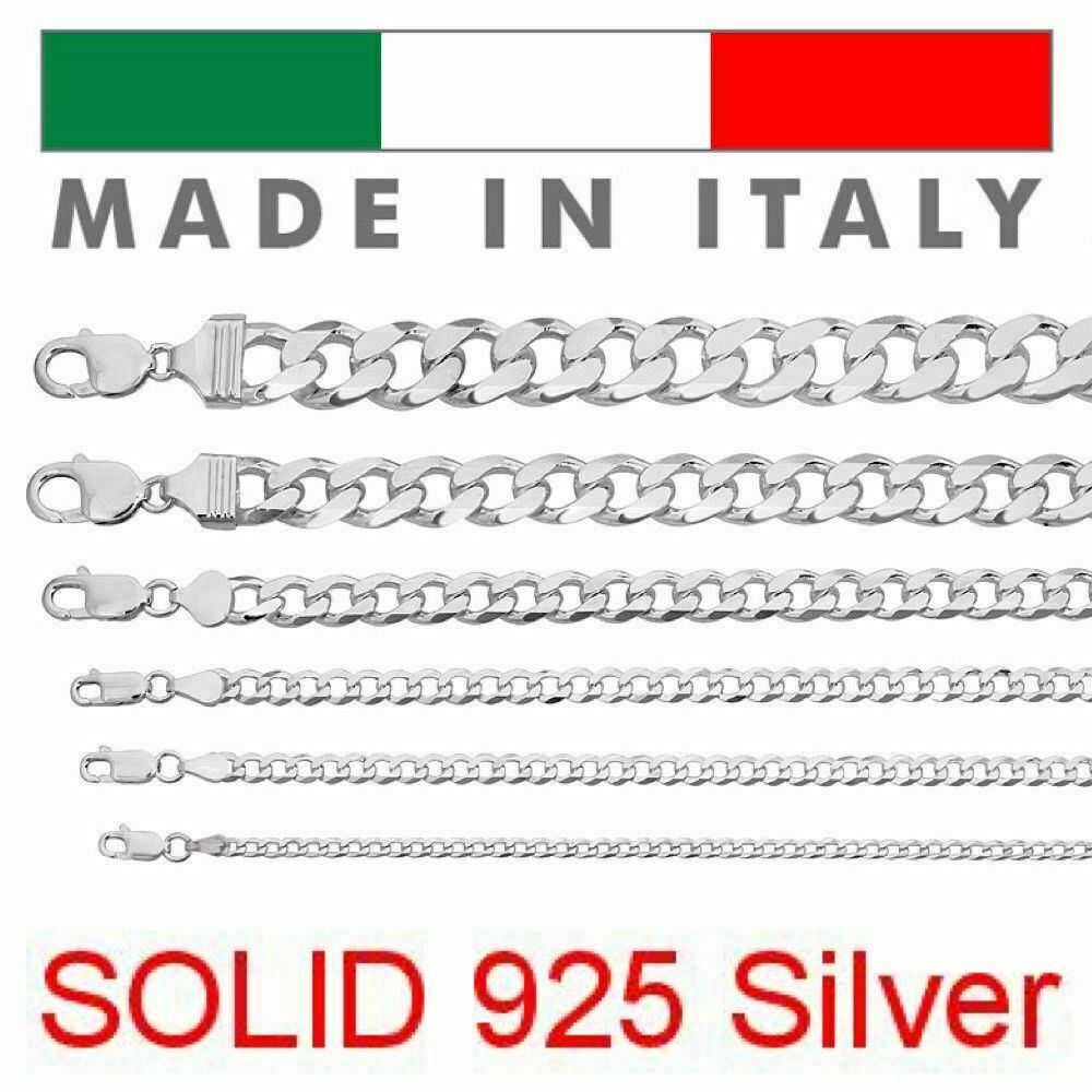 Cadena Miami Cubana de Plata Esterlina 925 Sólida Hecha en Italia Hombre Mujer