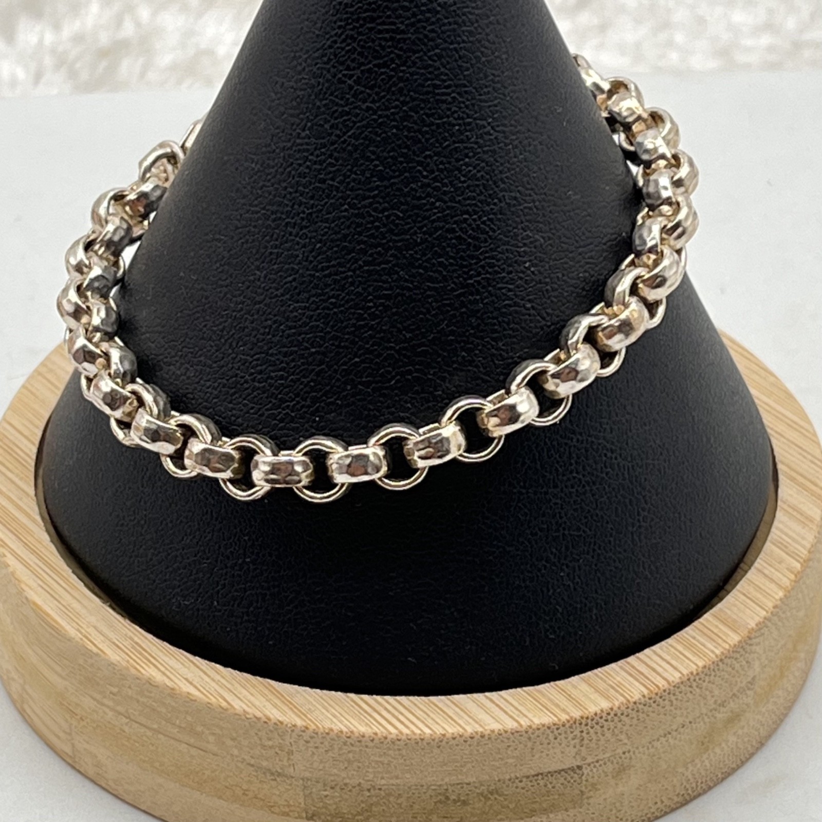 999 Fine Silver Bracelet Chunky Rolo Belcher Links 25 Grams 7″