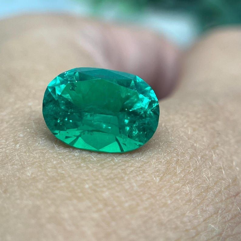 10Ct Natural Colombian Green Emerald Oval Cut Gemstone Loose emerald Jewelry Gem