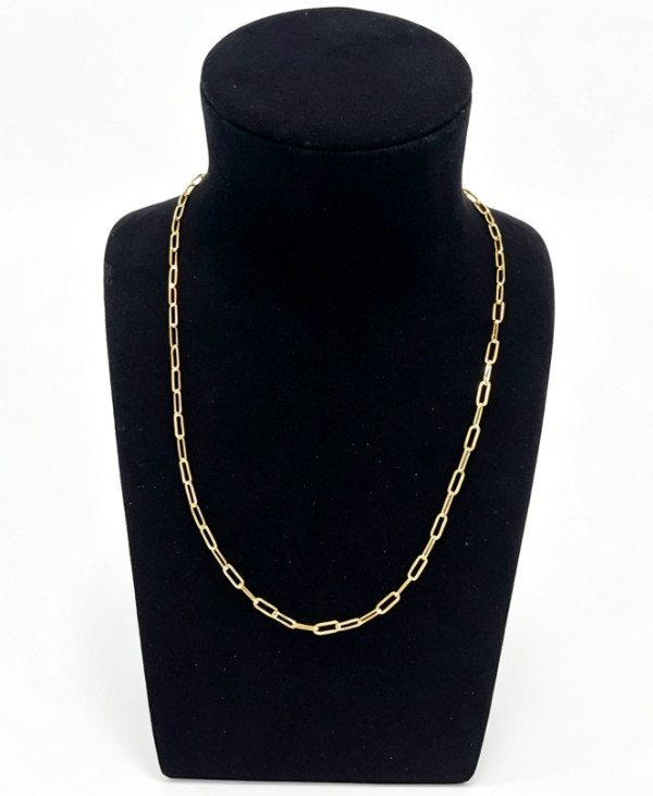 Real Genuine 10K Solid Yellow Gold Paperclip Chain Necklace 22inch 4mm