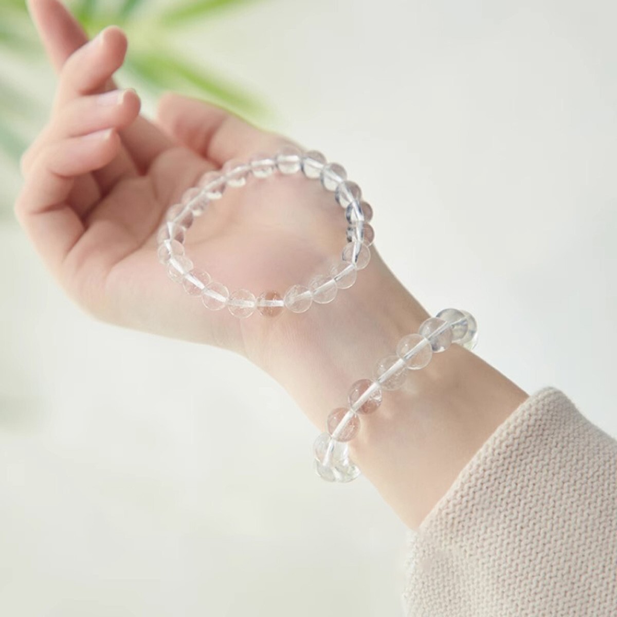 Natural Clear Quartz Elastic Stretch Dainty Bracelet 8mm Round Gemstone Bead