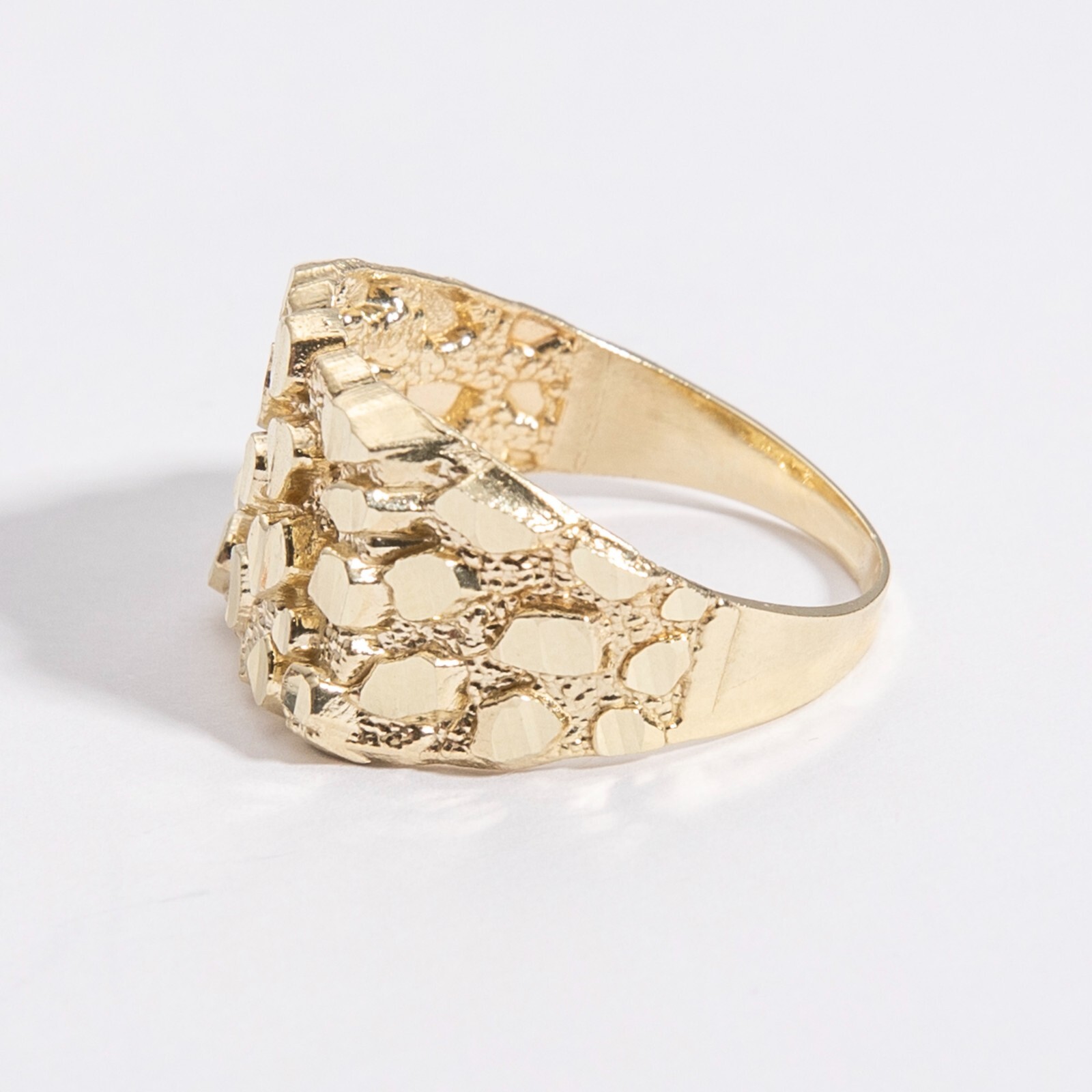 SOLID 10K Gold Large Square Nugget Ring Yellow White Rose Gold