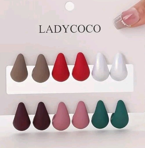 6 Pair Of Ladycoco Traditional Colored Earrings, For Everyday Wear! Teardrops
