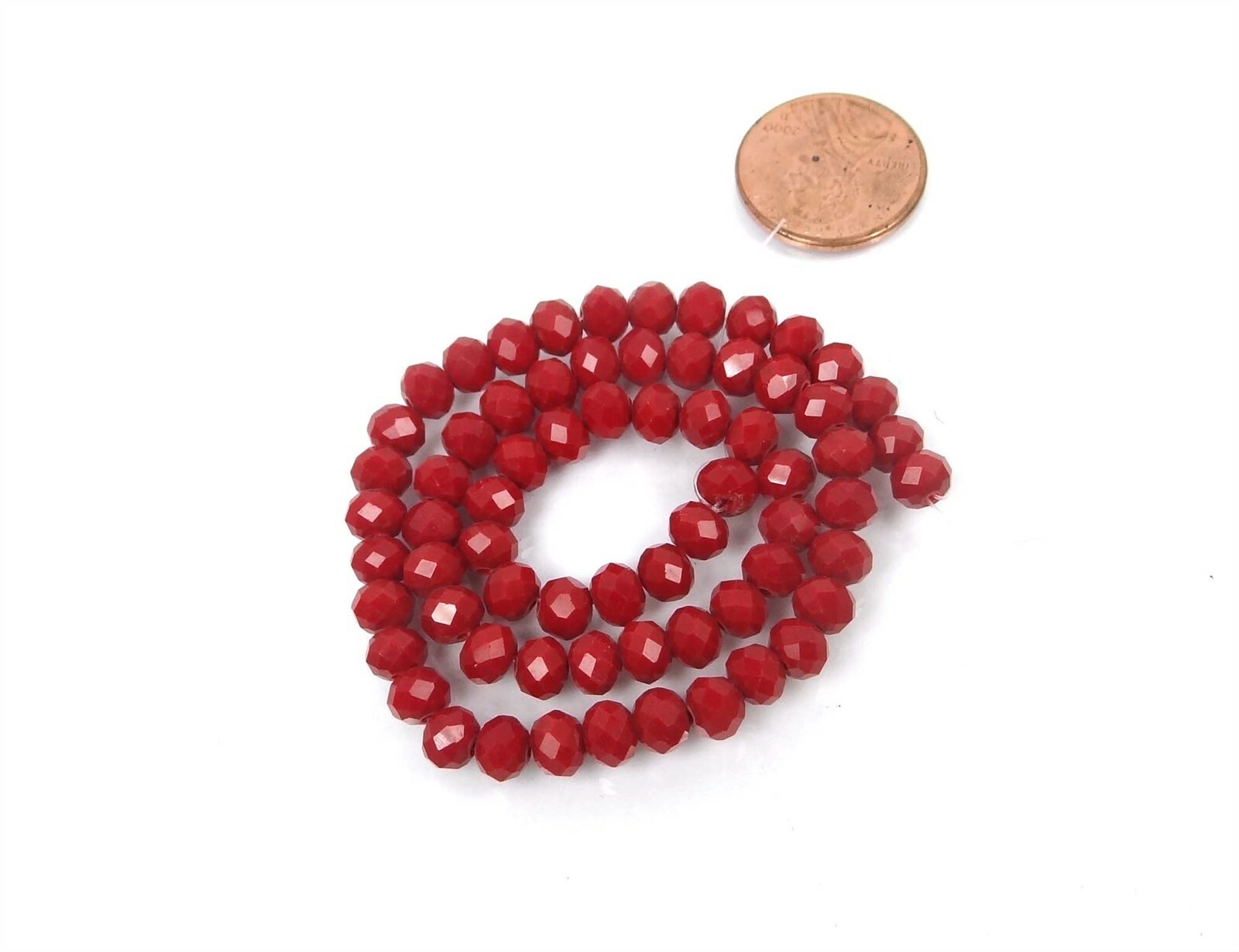 5x4mm Faceted glass Quartz Rondelle Beads Opaque Red 12″
