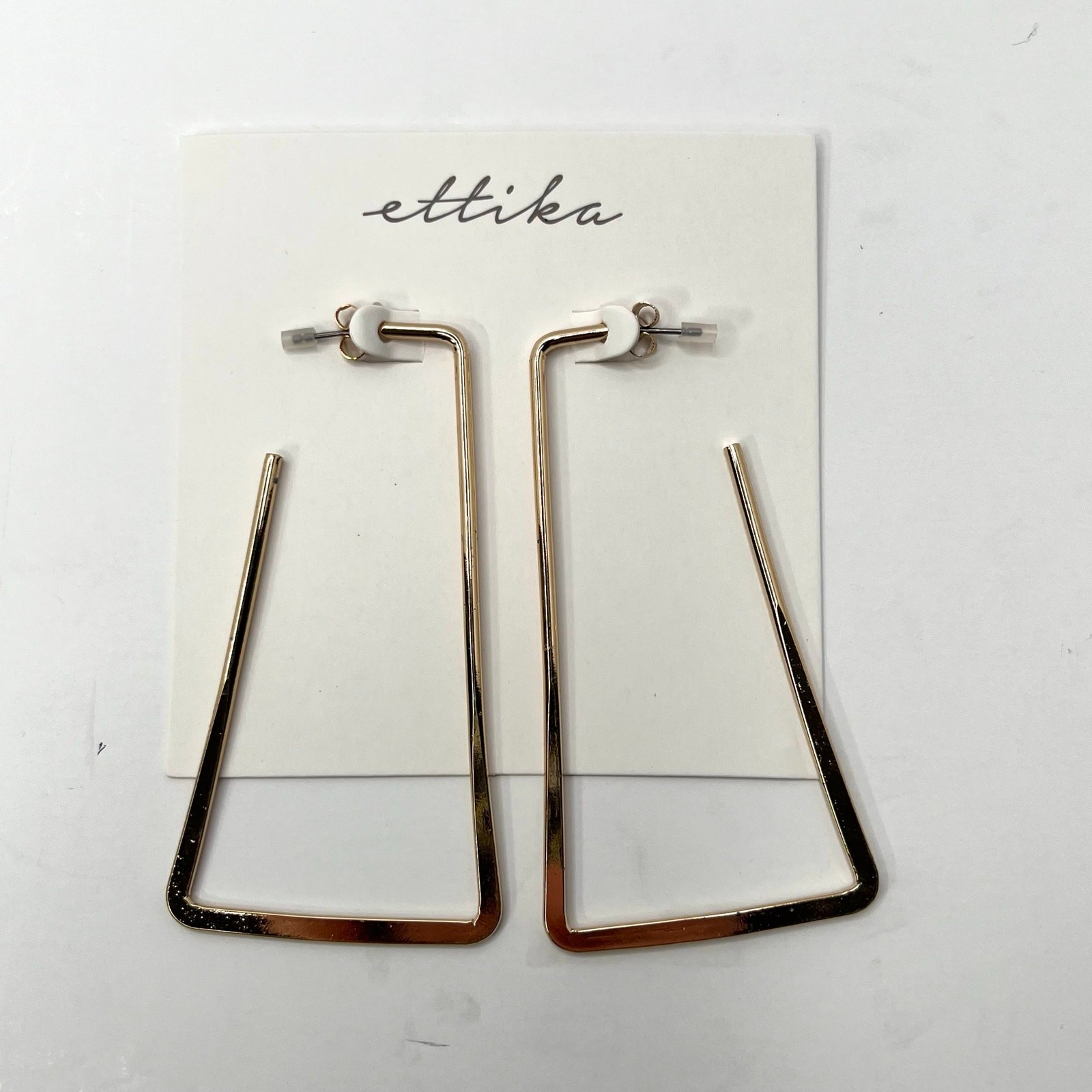 Ettika Fashion Jewelry Gold Thin Rectangle Dangle Pierced Earrings GTE1996 NWT