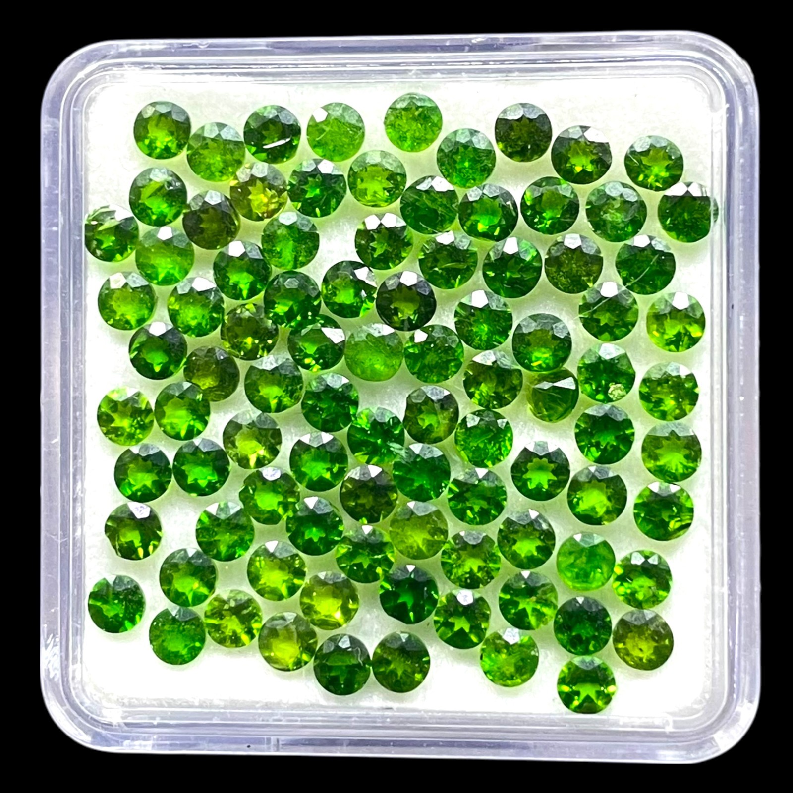 50 Pcs Natural Chrome Diopside 3mm Round Cut Vivid Green Loose Gemstones Lot