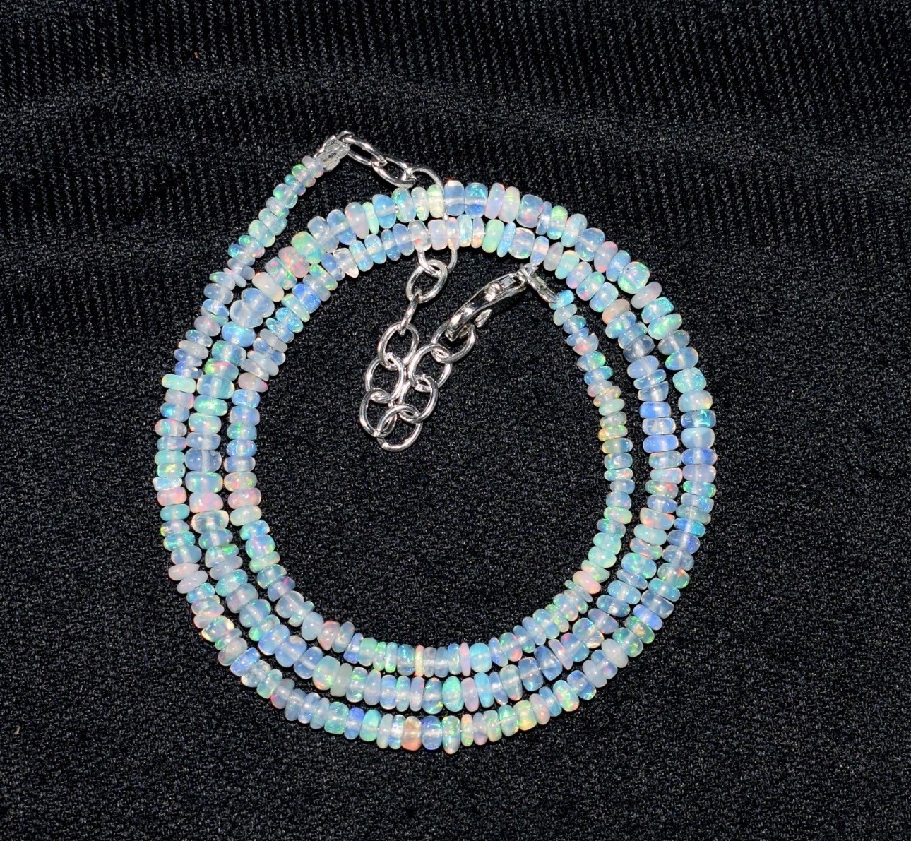 Natural Ethiopian Opal Bead Necklace 16″ AAA Grade Fire Opal Gemtone Jewelry