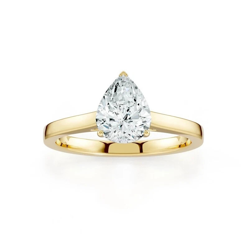 1 CT Pear Moissanite Solitaire Ring D Color VVS 925 Sterling Silver Jewelry