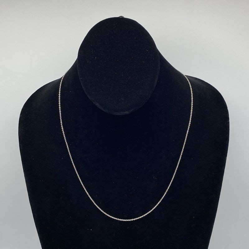 14K White Gold Delicate Cable Link Chain Necklace 17.5″ 2.15g 0.6mm
