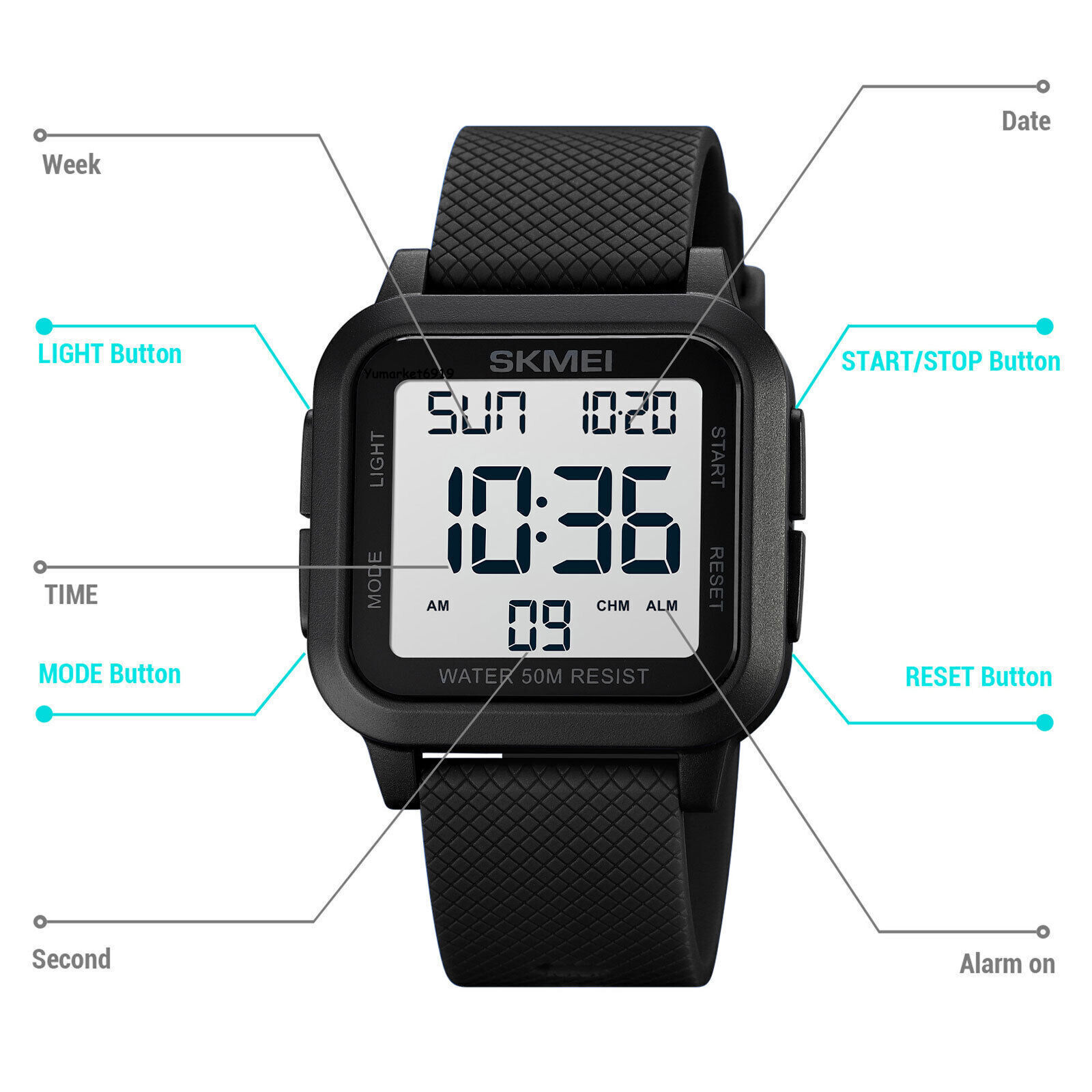 Men’s Military Sports Watch LED Screen Large Digital Face Waterproof Wristwatch