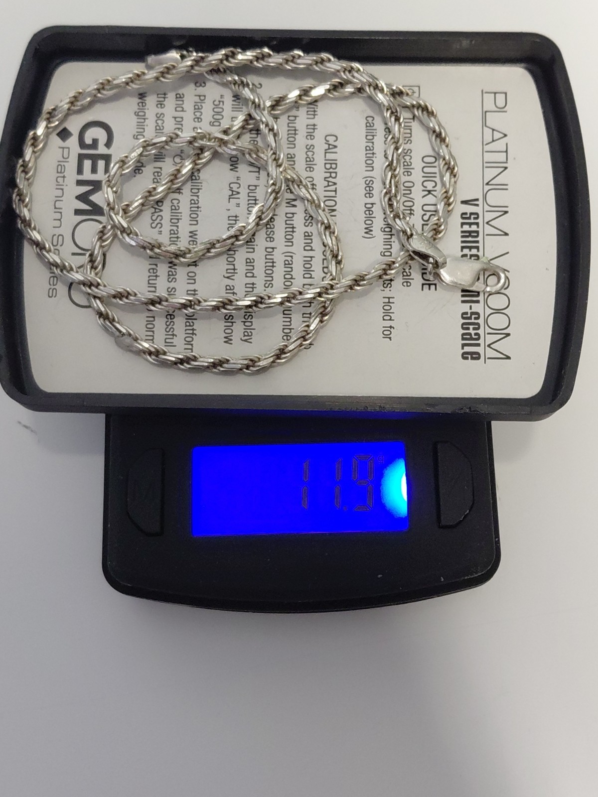 925 italy silver rope necklace chain Sterling 11.9 Grams 17 Inches