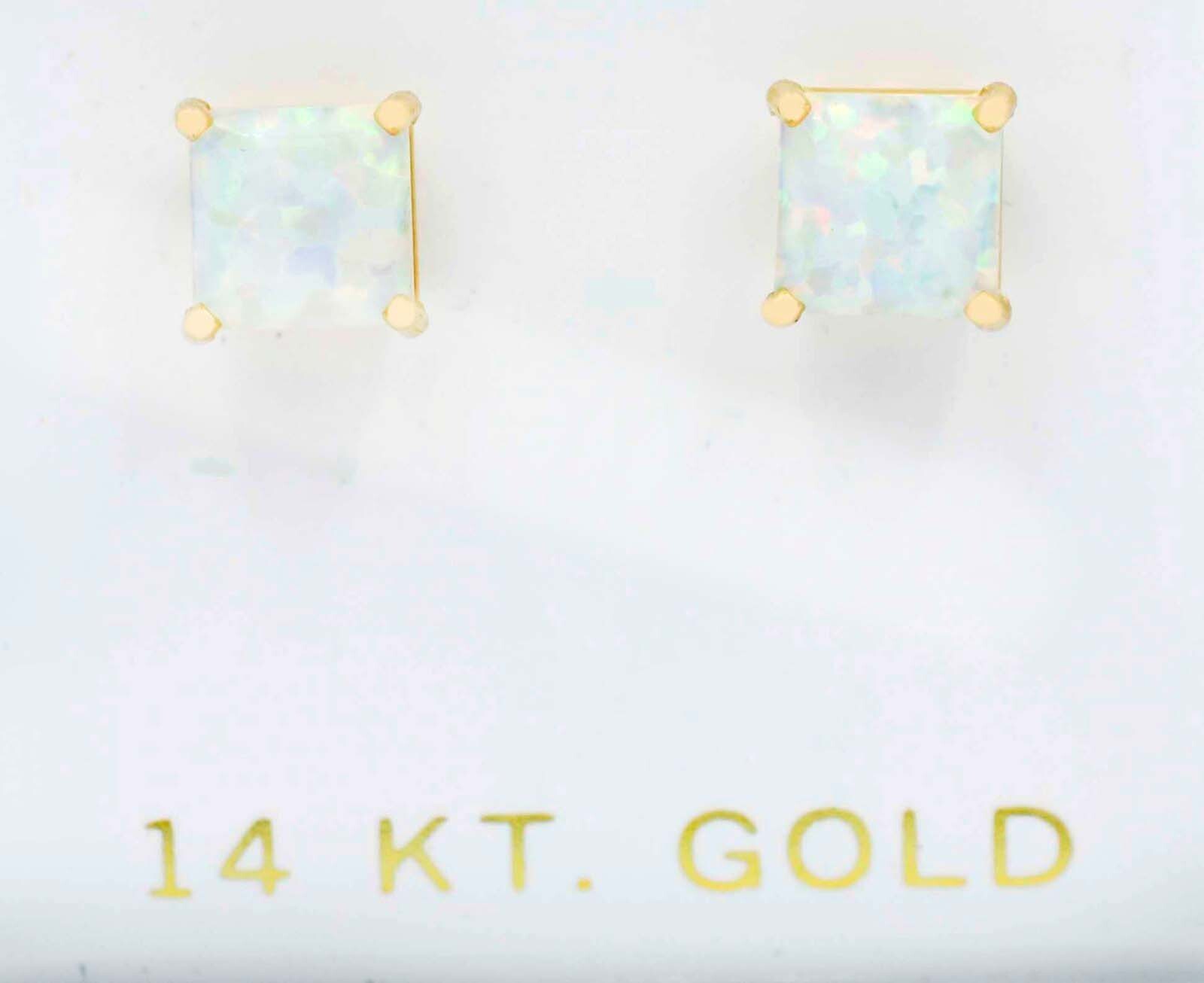 GENUINE 1.30 Cts OPAL STUD EARRINGS 14k GOLD – Free Appraisal – MADE IN USA