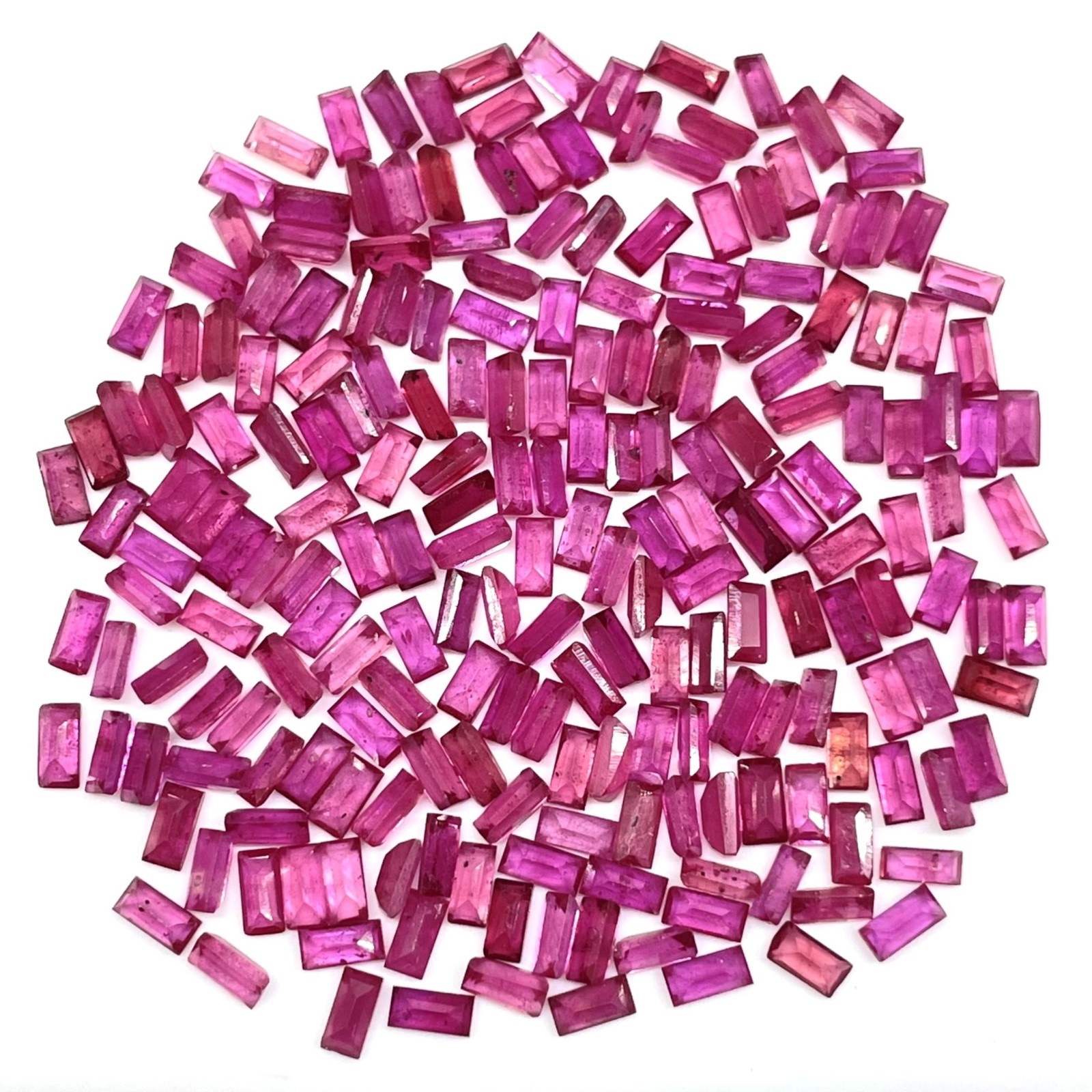 10 Pcs Natural Mozambique Ruby 4x2mm Baguette Cut Pinkish Red Loose Gemstone Lot