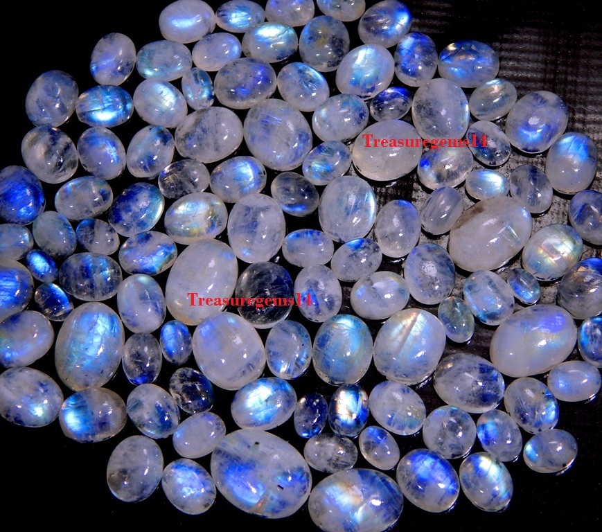 150 Crt WHOLESALE LOT NATURAL BLUE FIRE MOONSTONE CALIBRATED CABOCHON GEMSTONES